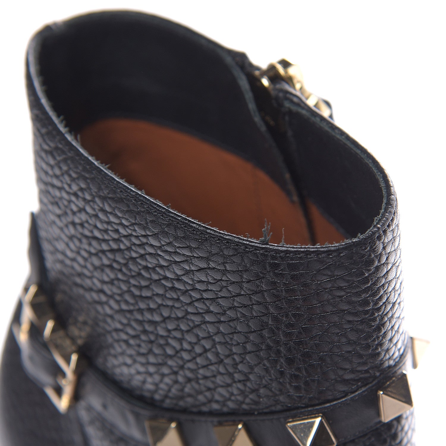 Valentino Garavani Pebbled Calfskin Rockstud Single Buckle 90mm Block Heel Ankle Boots 35.5 Black 9 of 10