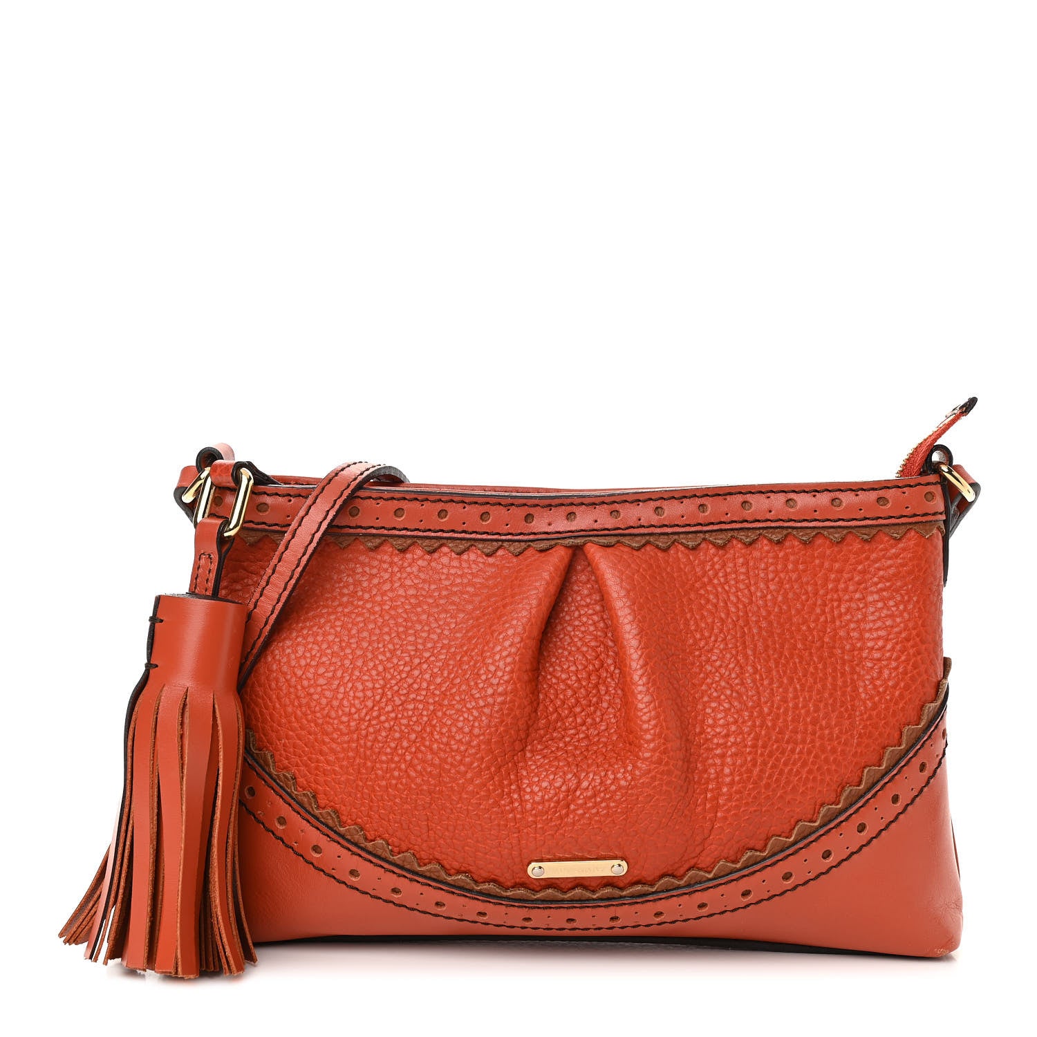 Burberry Grainy Calfskin Broguing Crossbody Tangerine 1 of 9