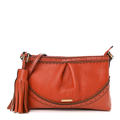 Burberry Grainy Calfskin Broguing Crossbody Tangerine 1 of 9