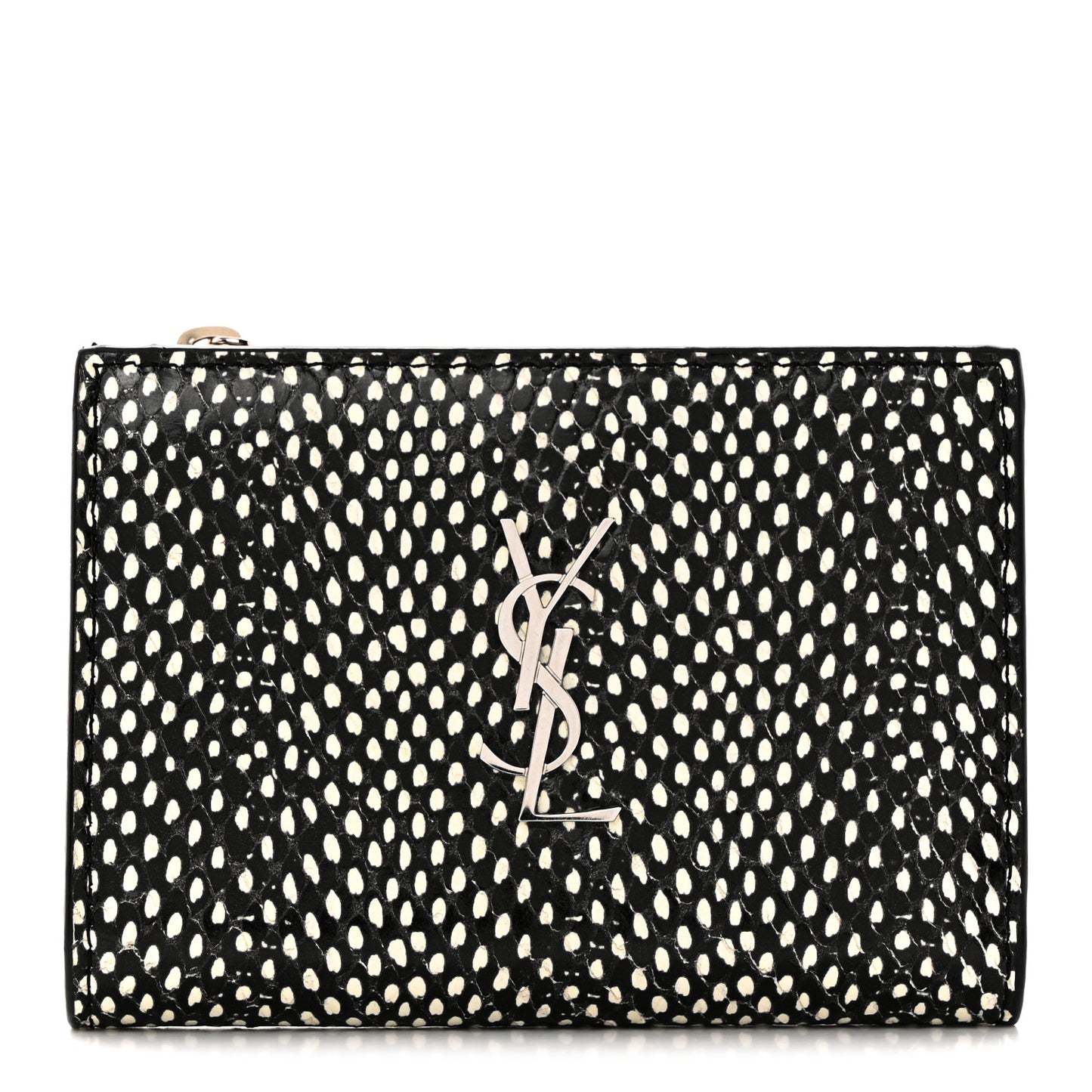 Calfskin Lambskin Snakeskin Embossed Monogram Fragments Wallet Black White