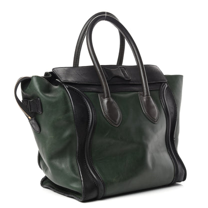 Celine Satin Calfskin Mini Bi-Color Luggage Bottle Green Black 3 of 10