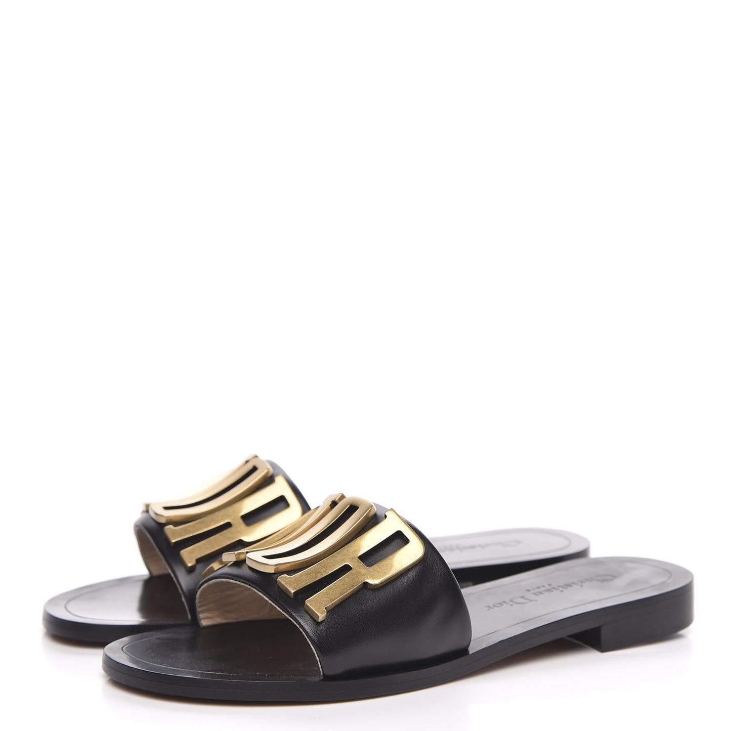 Calfskin Dio(r)evolution 10mm Slide Sandals 37 Black