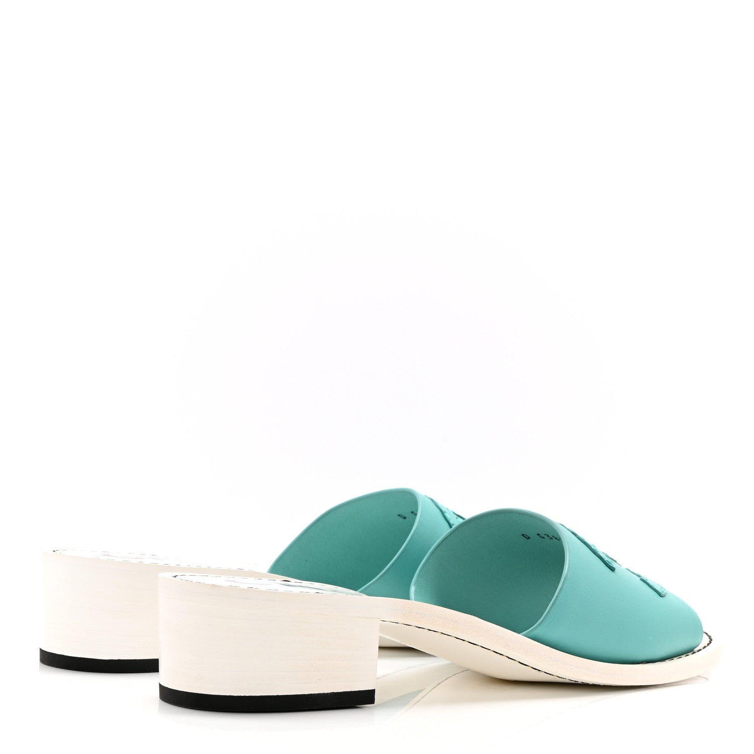 Chanel Calfskin CC Mules 38.5 Turquoise White 4 of 12