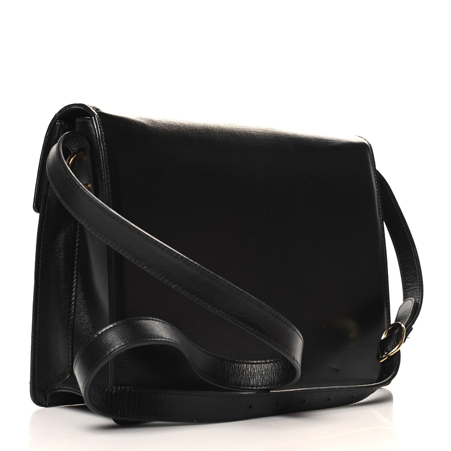 Textured Calfskin Medium Torchon GG Ring Shoulder Bag Black