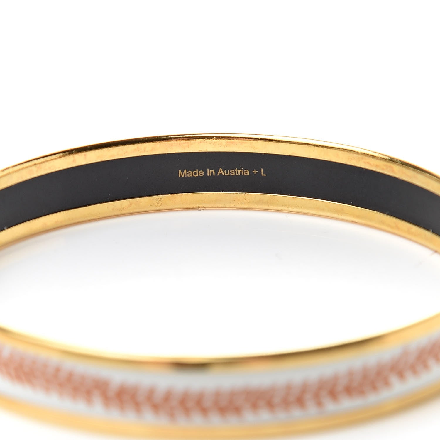 Hermes Enamel Printed Narrow Bracelet 70 White Gold 5 of 5