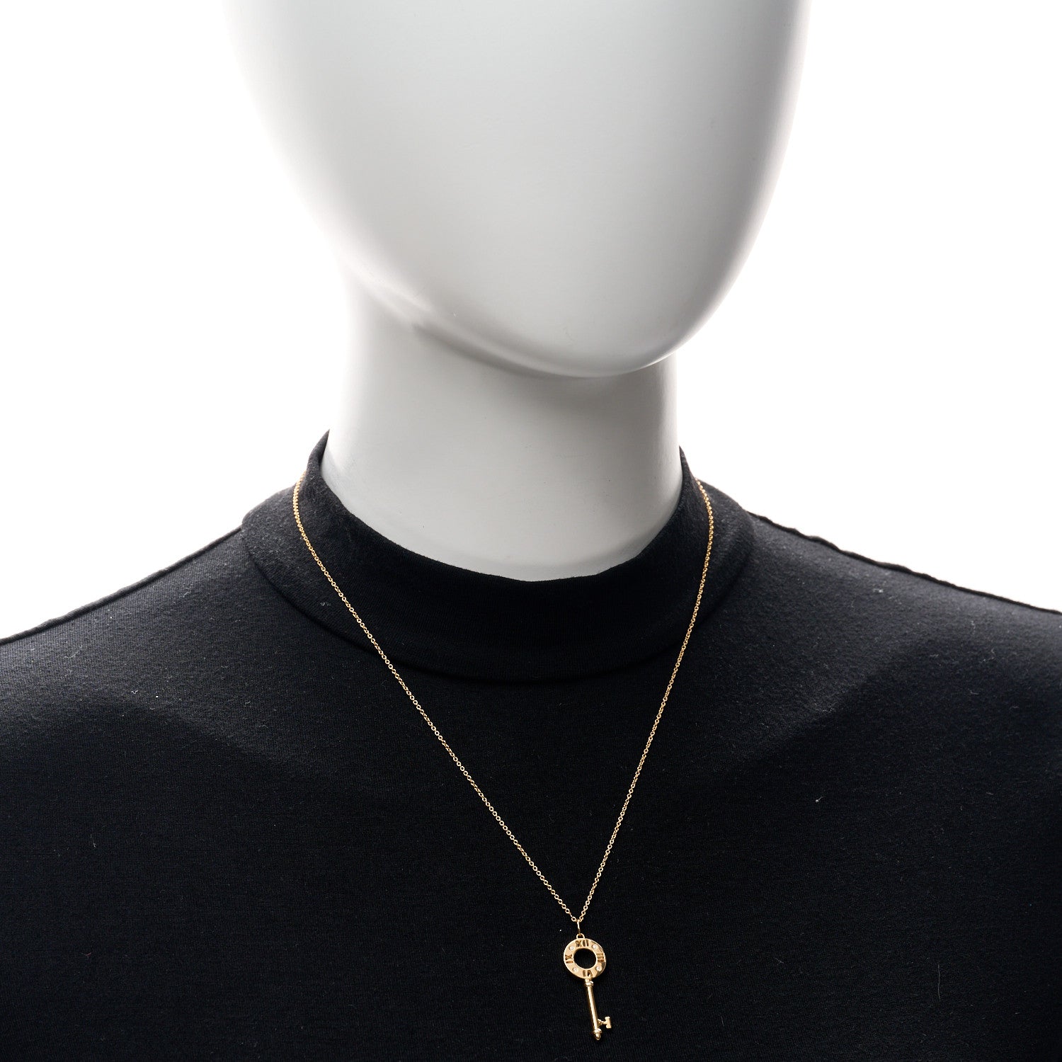 Tiffany 18K Rose Gold Diamond Atlas Pierced Key Pendant Necklace 2 of 6