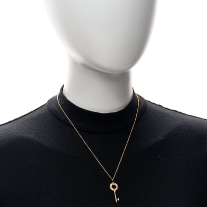 Tiffany 18K Rose Gold Diamond Atlas Pierced Key Pendant Necklace 2 of 6