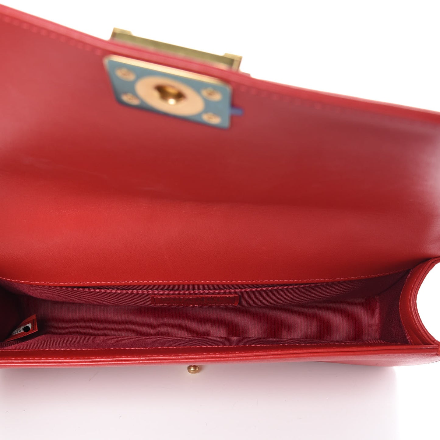 Lambskin Quilted Boy Flap Clutch Red