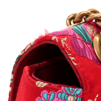 Gucci Jacquard Matelasse Floral Medium GG Marmont Shoulder Bag Red 11 of 12