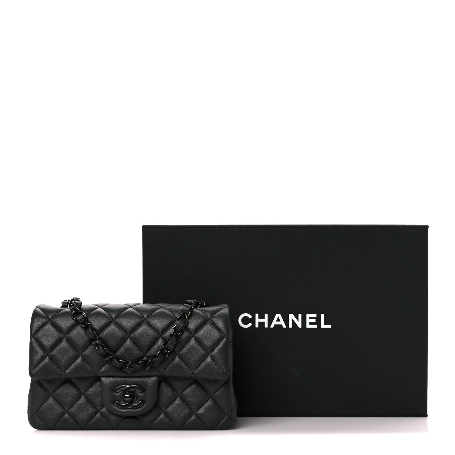 Chanel Lambskin Quilted Mini Rectangular Flap So Black 12 of 12