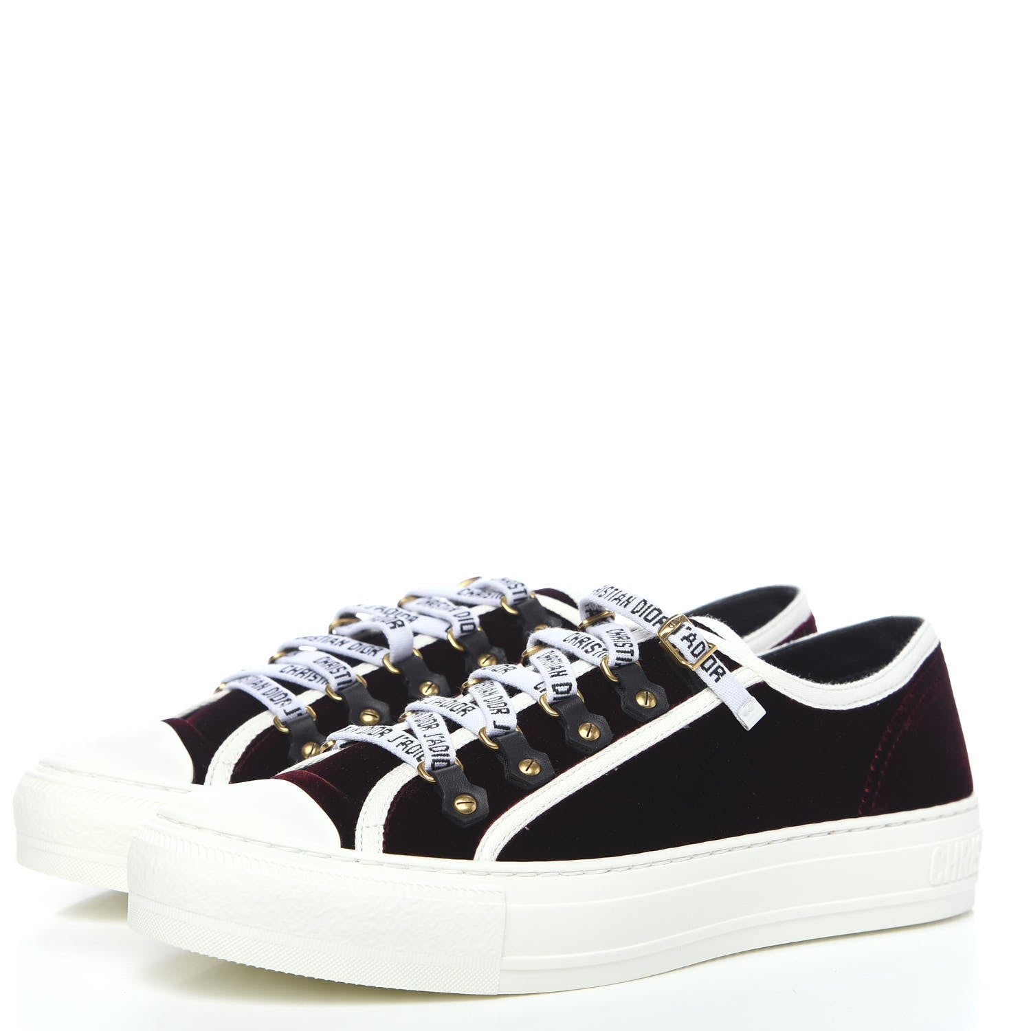 Christian Dior Velvet Walk'N'Dior Low Top Sneakers 39.5 Deep Amaranth 3 of 8