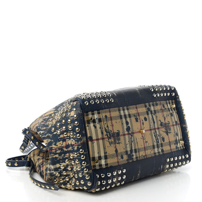 Burberry Haymarket Check Studded Large Splash Canterbury Tote Blue 4 of 12