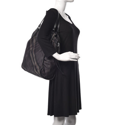 Burberry Nylon Check Small Buckleigh Packable Tote Charcoal 2 of 15