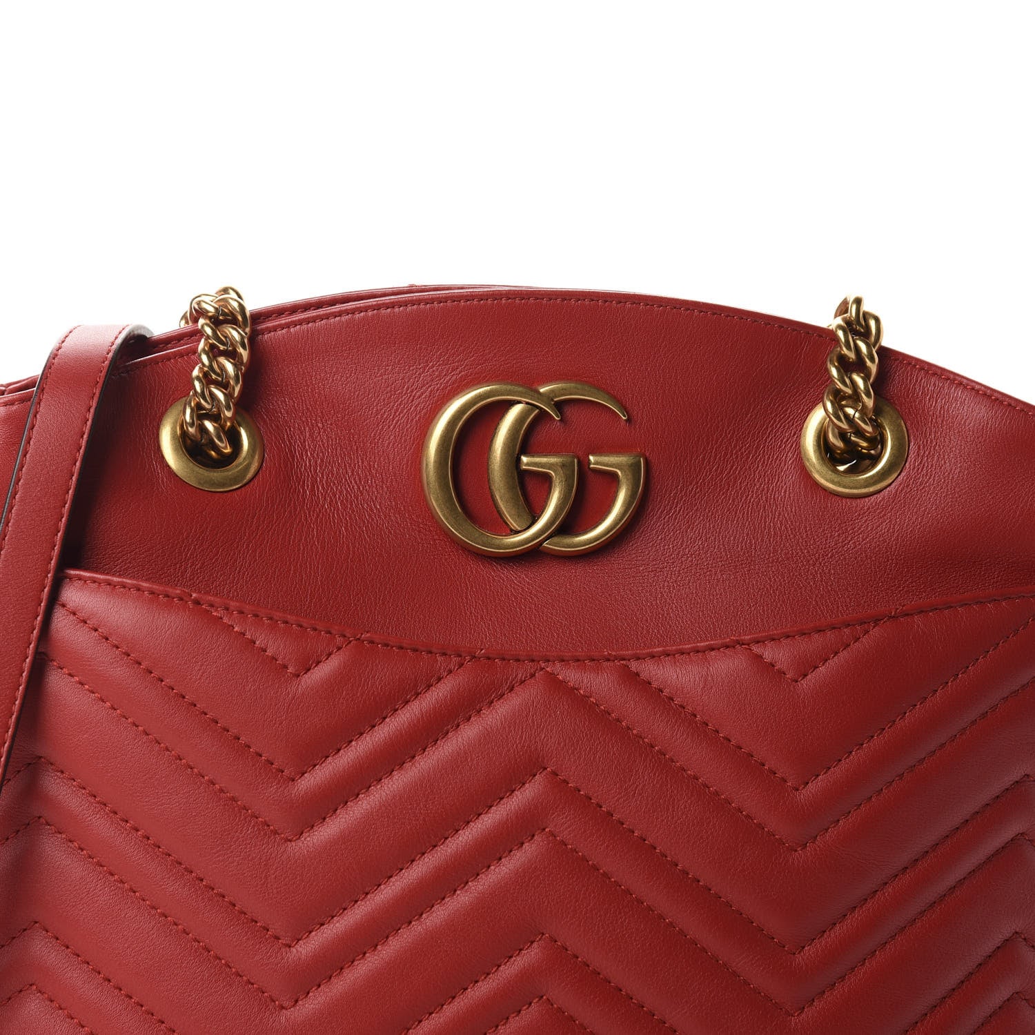 Gucci Calfskin Matelasse Medium GG Marmont Open Top Shoulder Bag Hibiscus Red 10 of 10