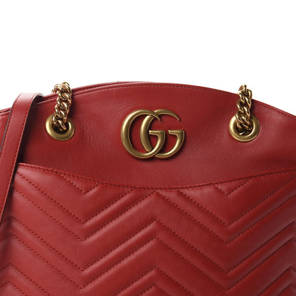 Gucci Calfskin Matelasse Medium GG Marmont Open Top Shoulder Bag Hibiscus Red 10 of 10