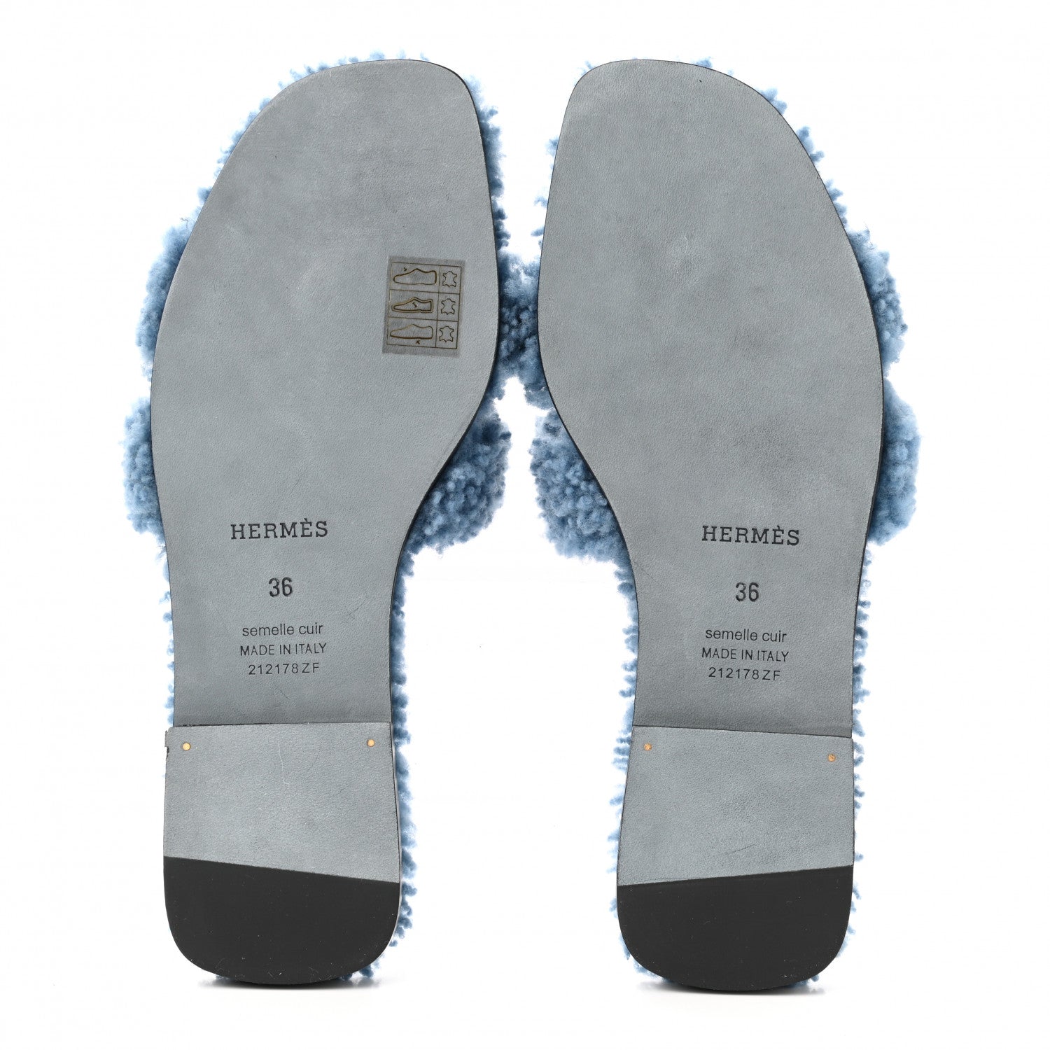 Hermes Woolskin Oran Sandals 36 Bleu 5 of 8