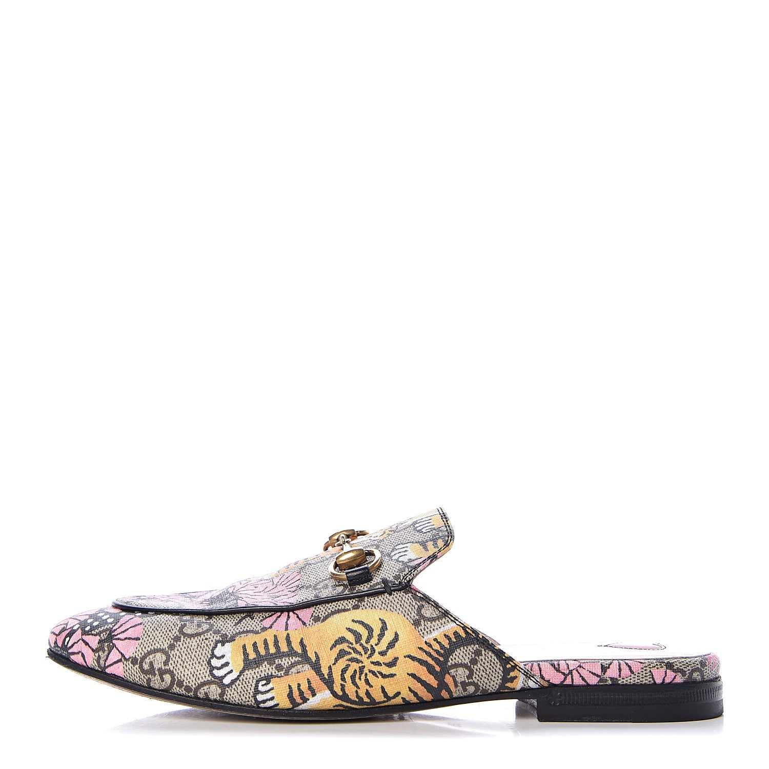 Gucci GG Supreme Monogram Bengal Womens Princetown Slippers 35 Beige Crop Pink 1 of 15