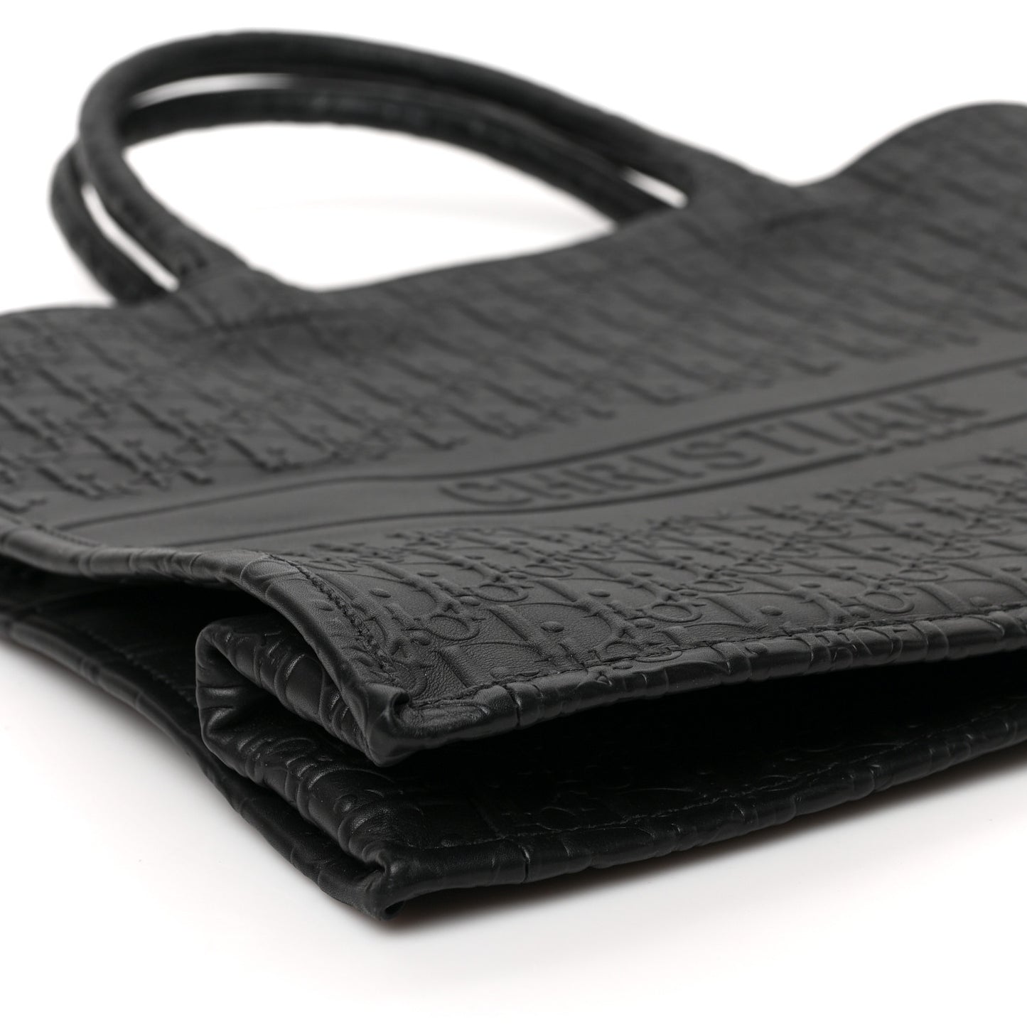 Oblique Calfskin Embossed Book Tote Black