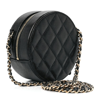 Chanel Caviar Quilted Round Clutch With Chain Black 3 of 12