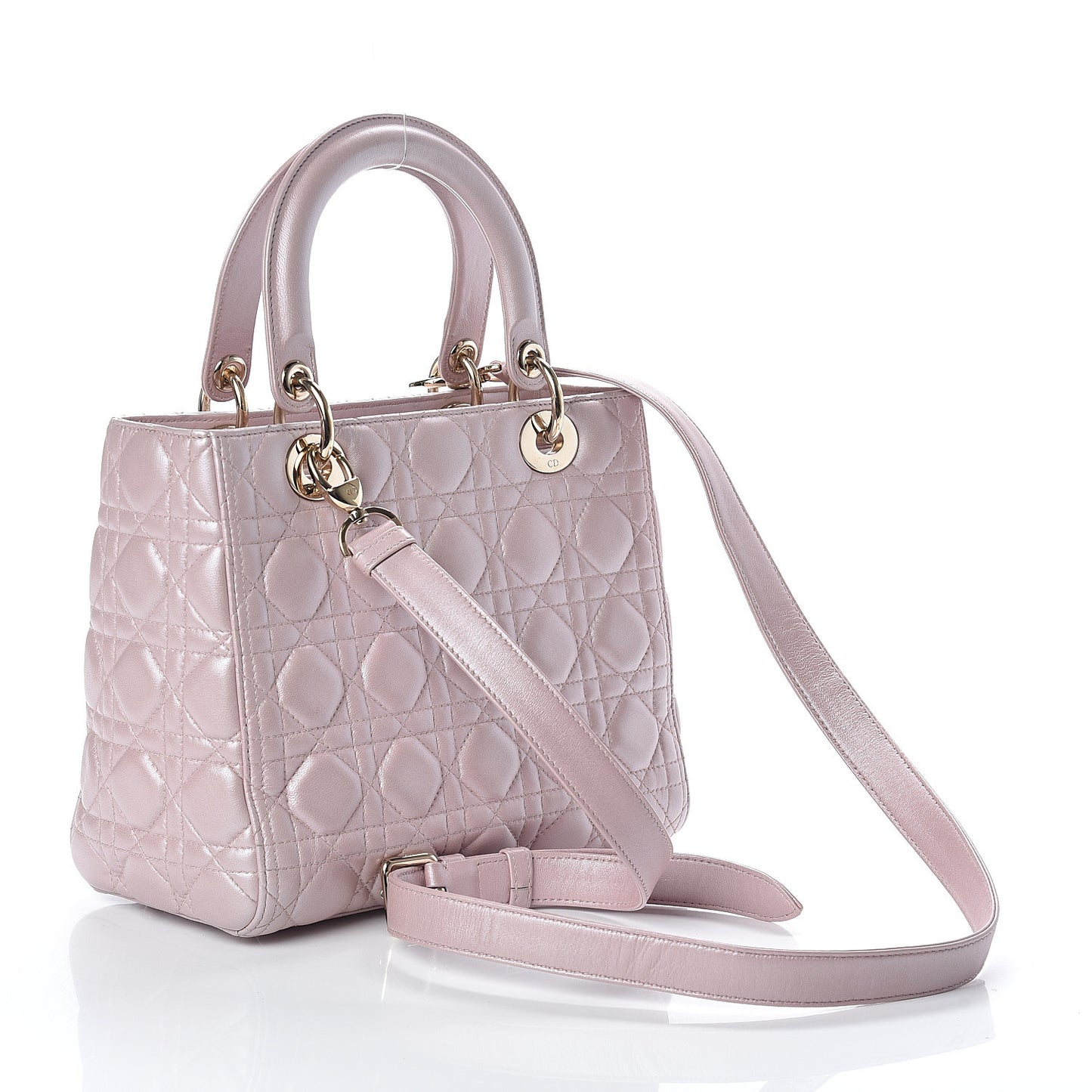 Pearly Lambskin Cannage Medium Lady Dior Lotus