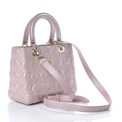 Christian Dior Pearly Lambskin Cannage Medium Lady Dior Lotus 2 of 7