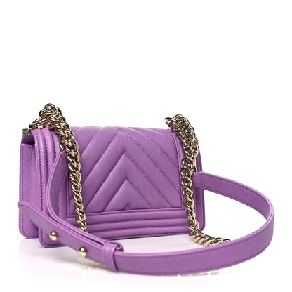 Chanel Caviar Chevron Quilted Small Boy Flap Purple 3 of 10