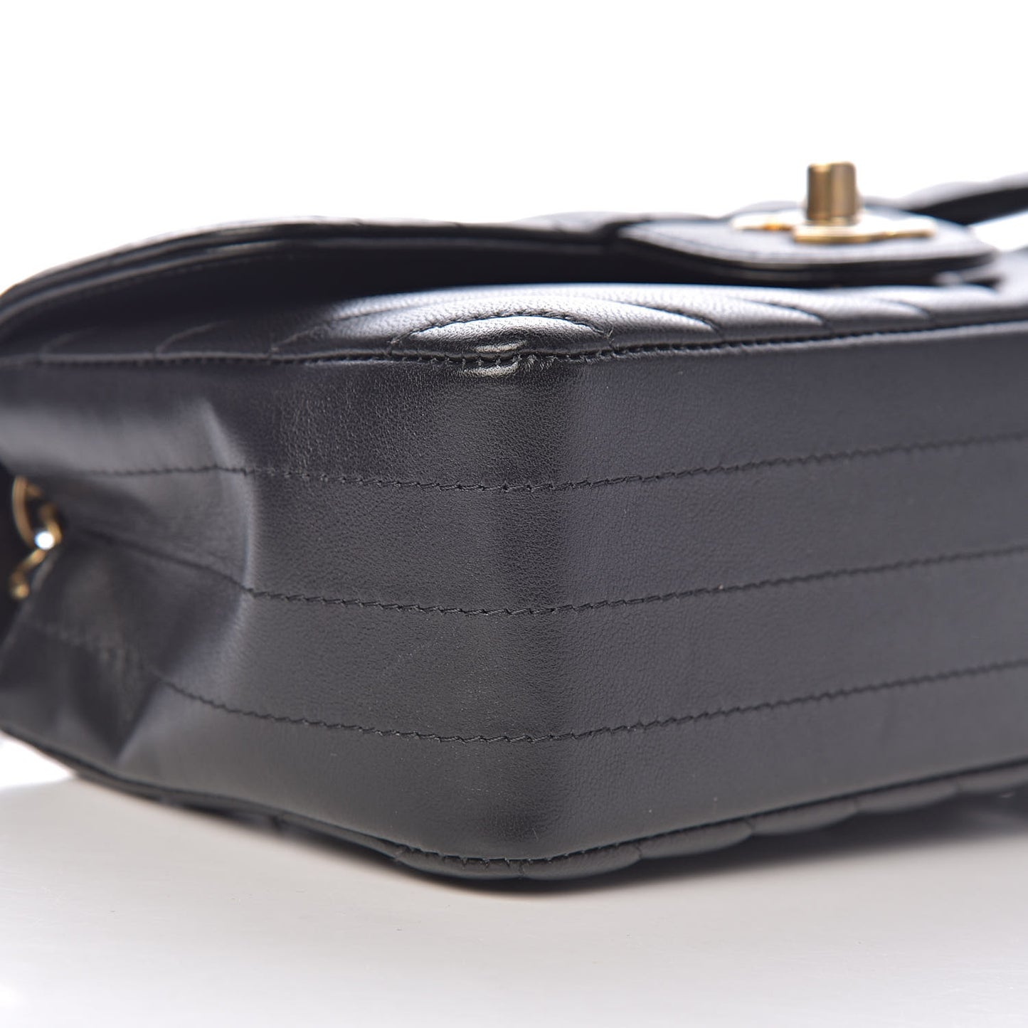 Lambskin Chevron Quilted Mini Rectangular Flap Black