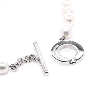 Tiffany Sterling Silver Pearl Strand Toggle Necklace 3 of 4