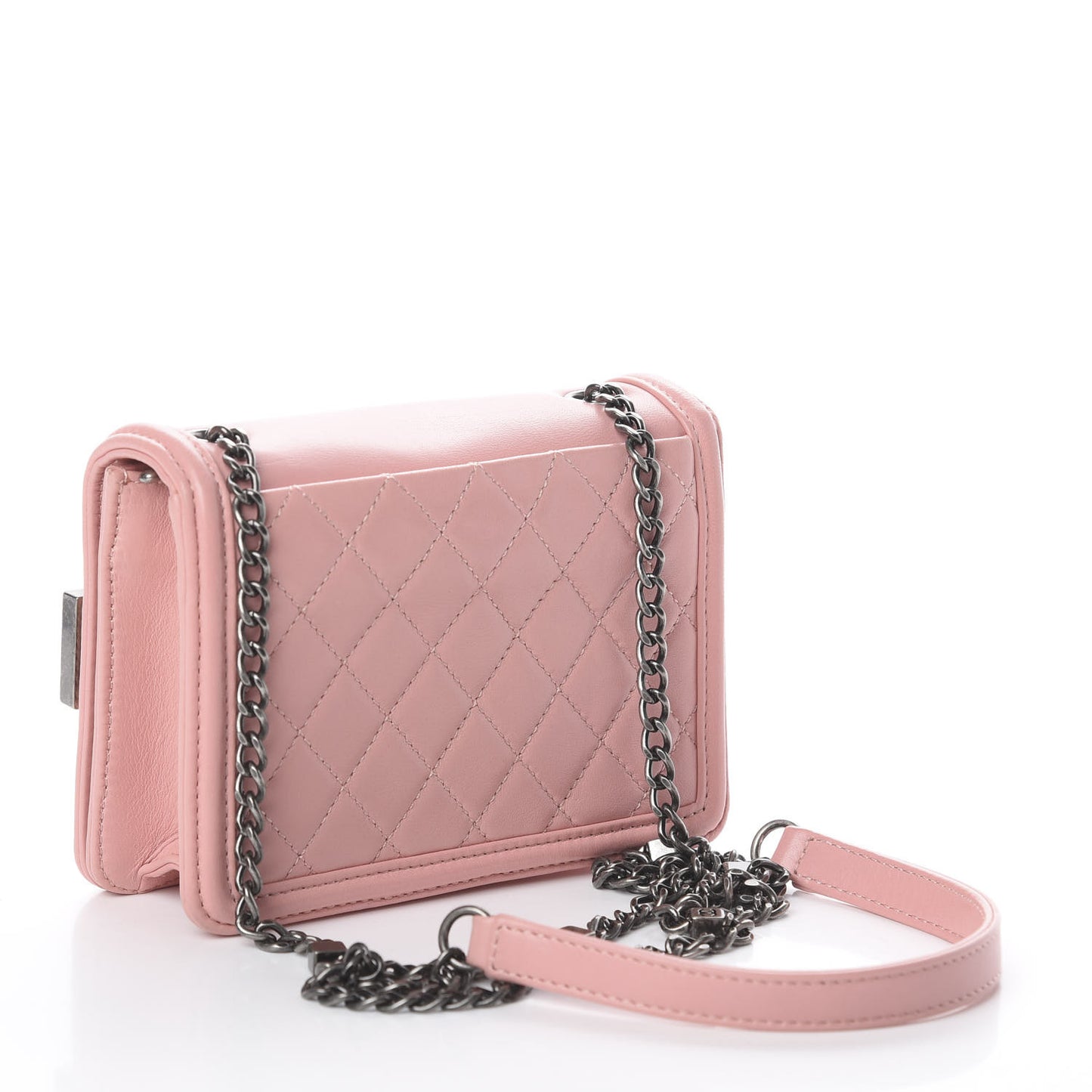 Lambskin Plexiglass Boy Brick Flap Pink