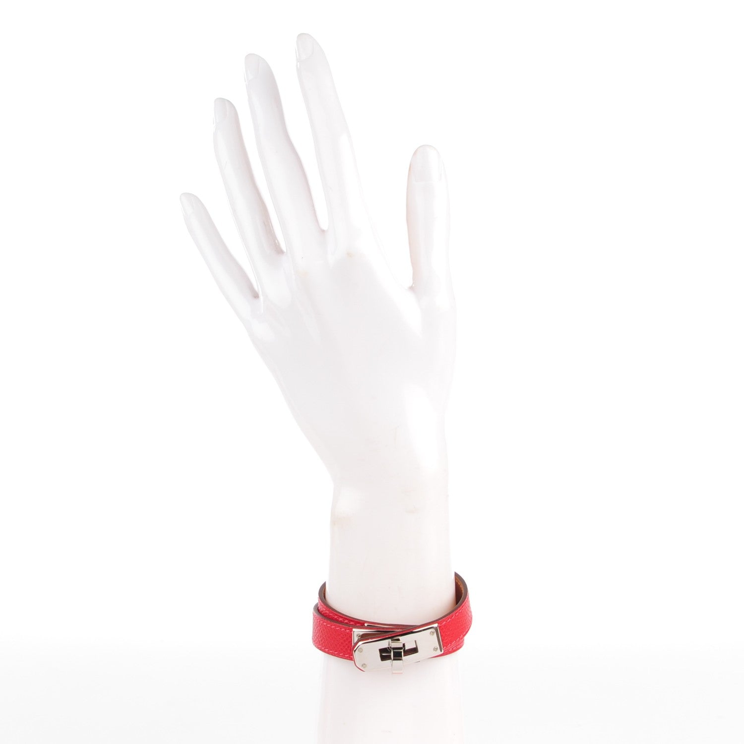 Hermes Epsom Kelly Double Tour Bracelet S Rouge Casaque 2 of 8