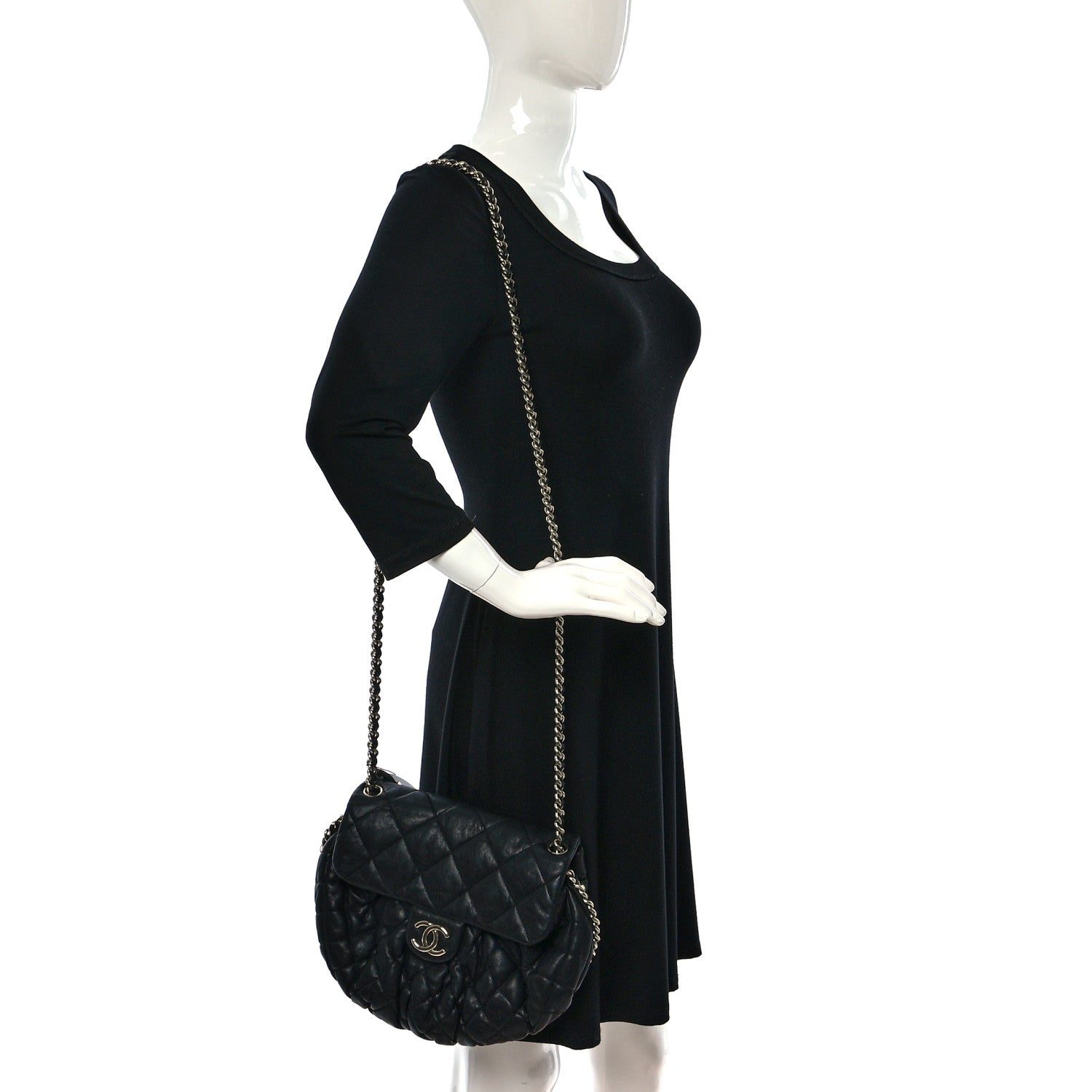 Chanel Washed Lambskin Quilted Chain Around Flap Black 2 of 10