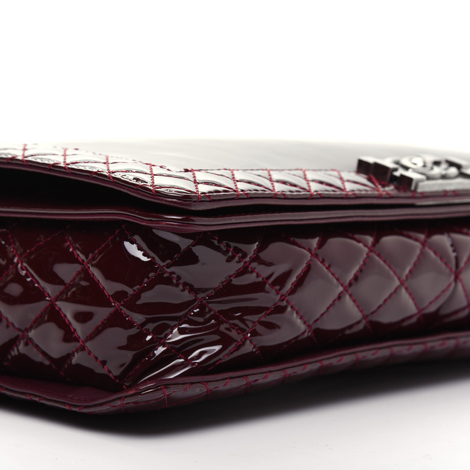 Chanel Patent Large Boy Reverso Flap Burgundy 7 of 13