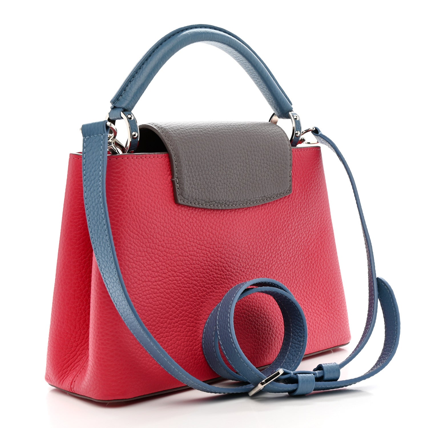 Louis Vuitton Taurillon Capucines BB Fuchsia Gris Blue 3 of 10