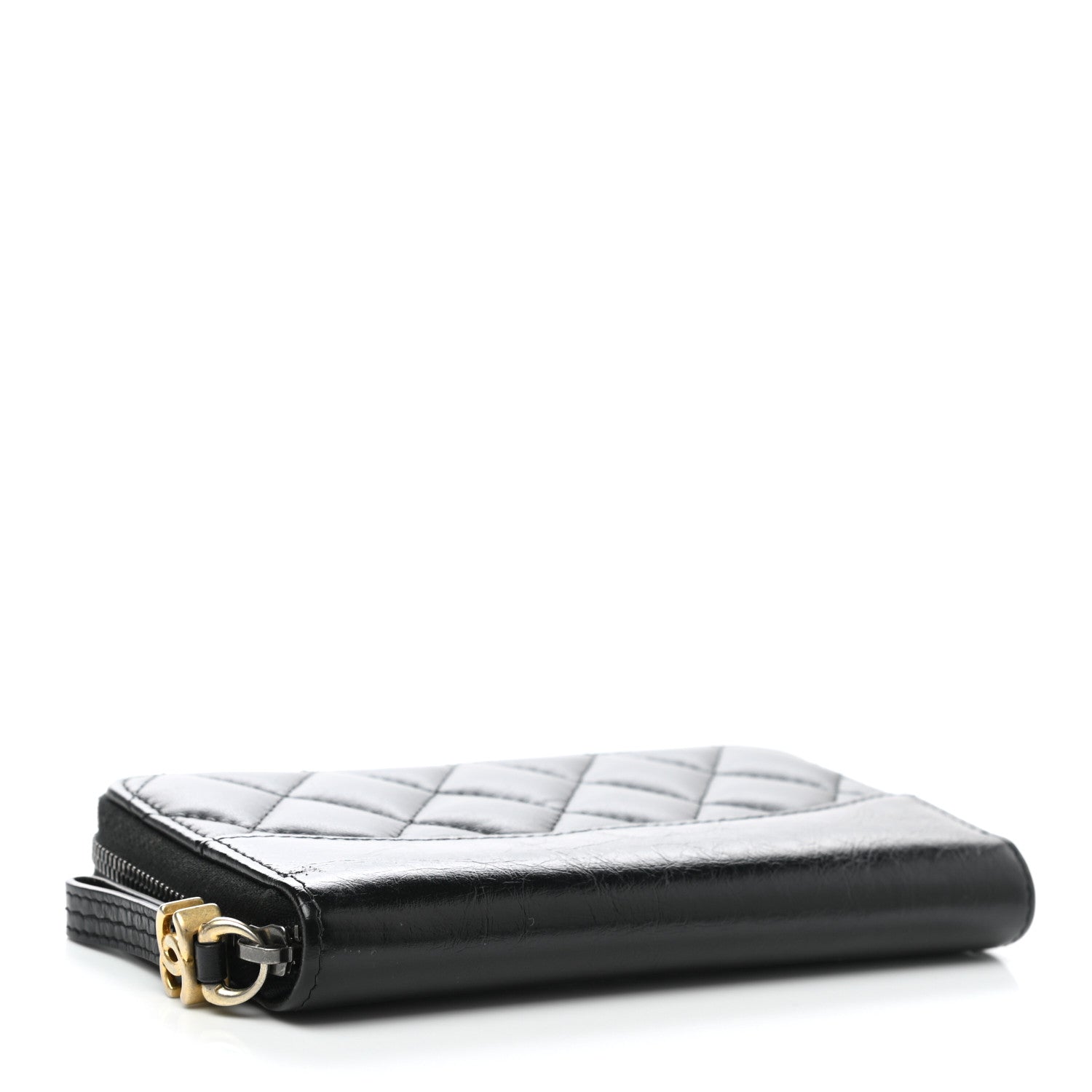 Chanel Aged Calfskin Quilted Small Gabrielle Zip Around Wallet Black 4 of 9