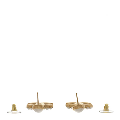 Chanel Metal Crystal Pearl CC Pendant Earrings Gold 3 of 5