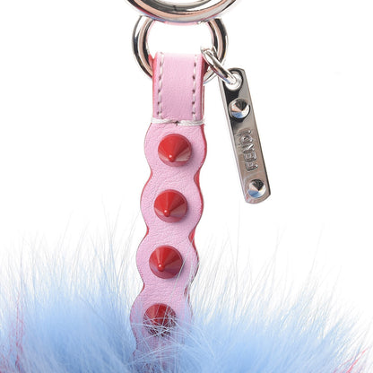 Fendi Fox Fur Vitello Dolce Heart Studded Pom Pom Bag Charm Nebula Rosso 4 of 6