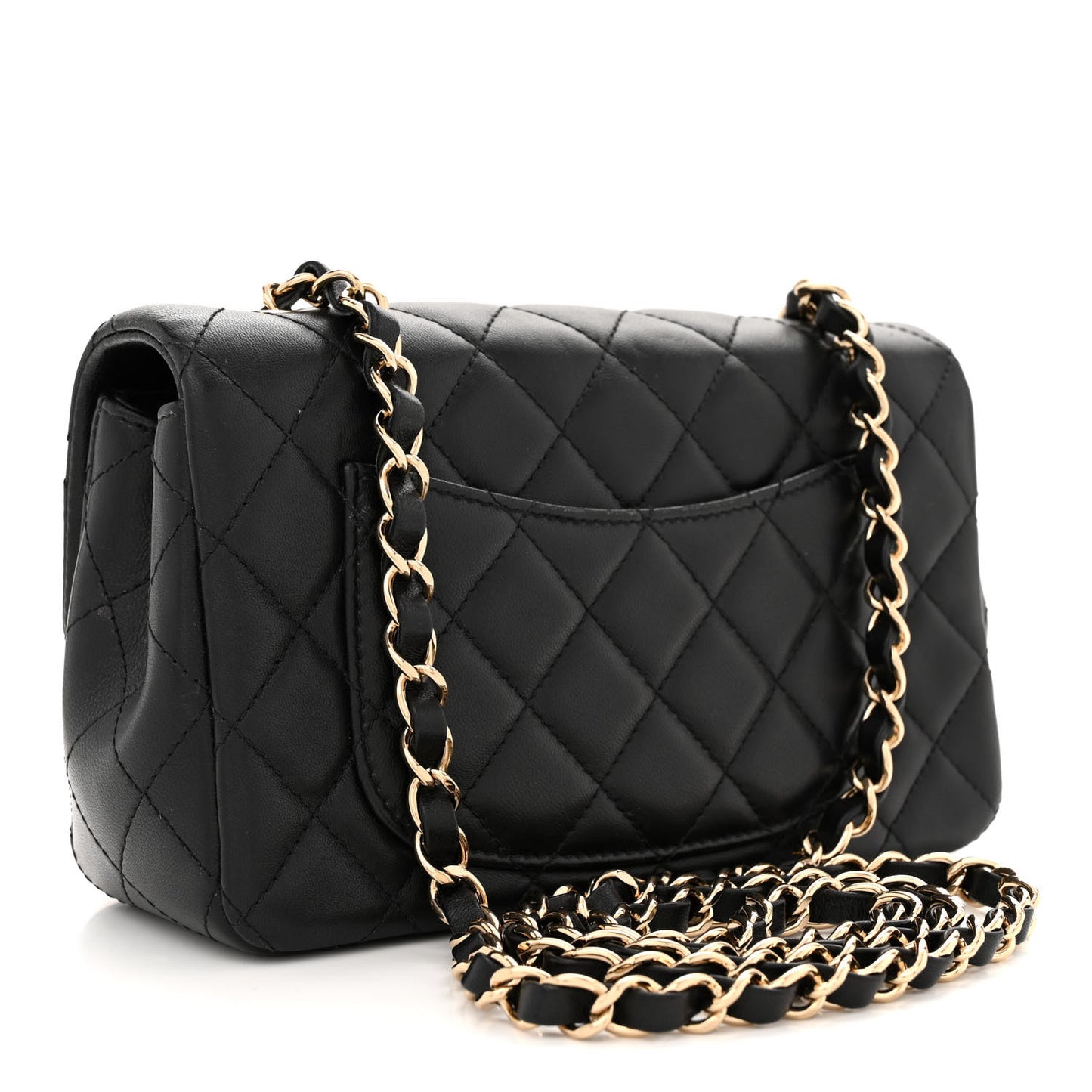 Lambskin Quilted Mini Rectangular Flap Black