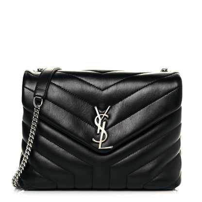 Saint Laurent Calfskin Y Quilted Monogram Small Loulou Chain Satchel Black 1 of 10