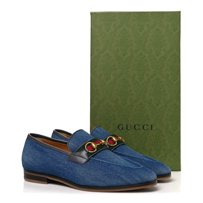 Gucci New Denim Delave Web Mens Horsebit Loafers 8 Blue 11 of 11