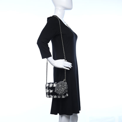 Chanel Tweed Shearling Quilted Chanel Wallet On Chain WOC and Coin Purse White Black 2 of 10