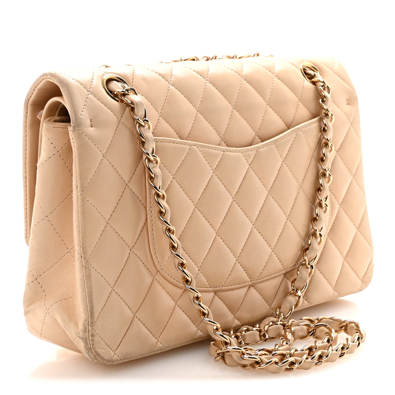 Chanel Lambskin Quilted Medium Double Flap Beige 2 of 9