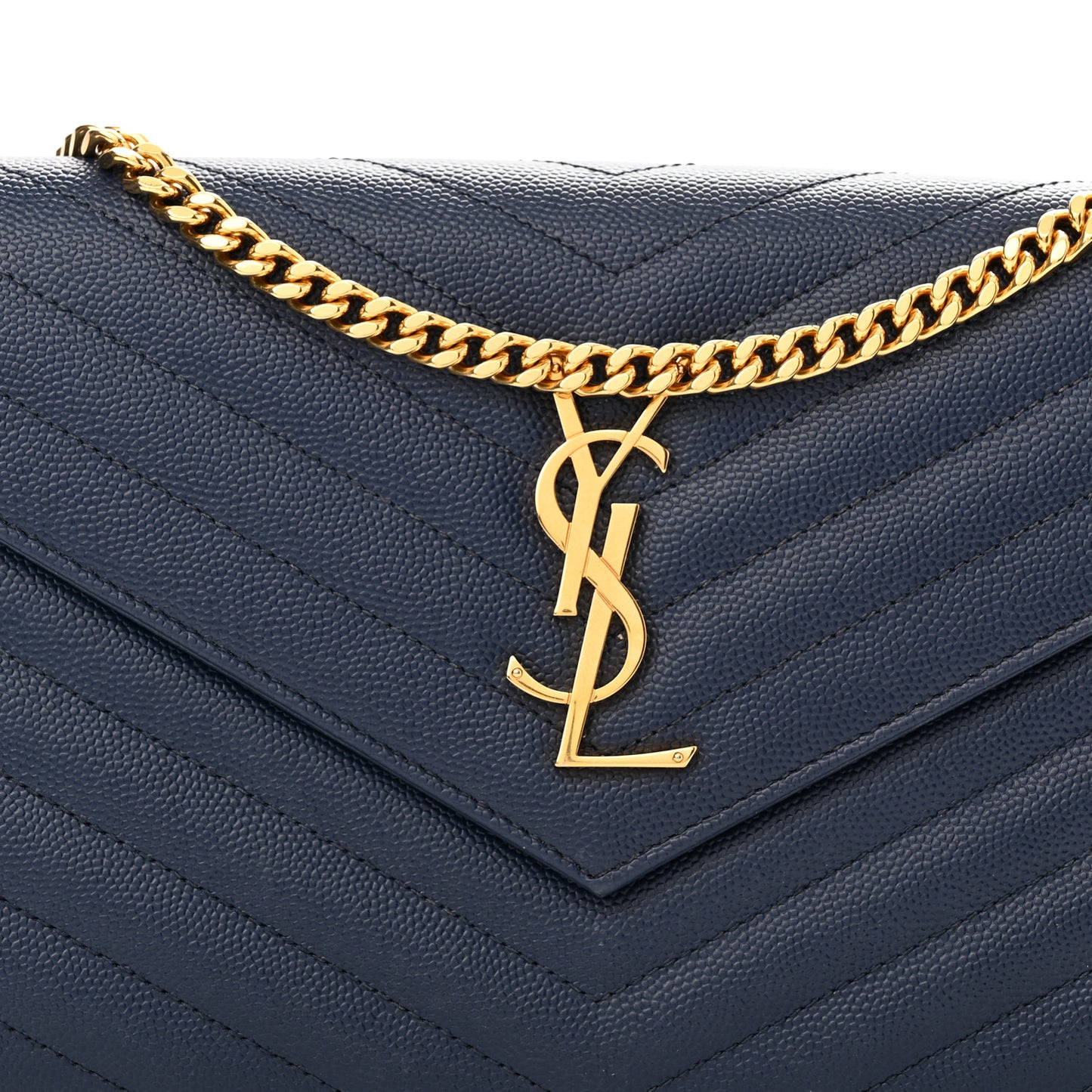 Grain De Poudre Matelasse Chevron Monogram Chain Wallet