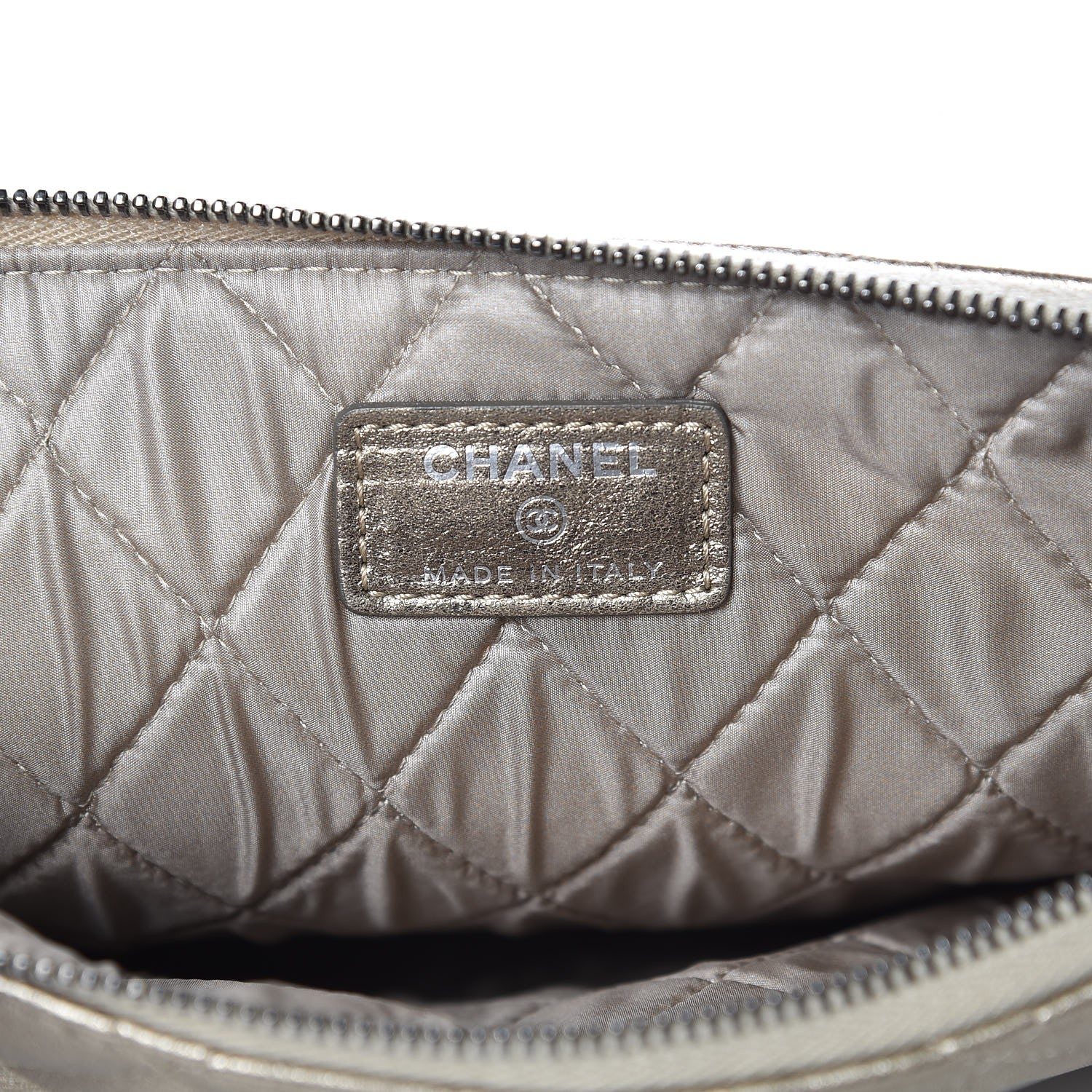 Chanel Metallic Lambskin Quilted Medium Cosmetic Case Gold 7 of 8