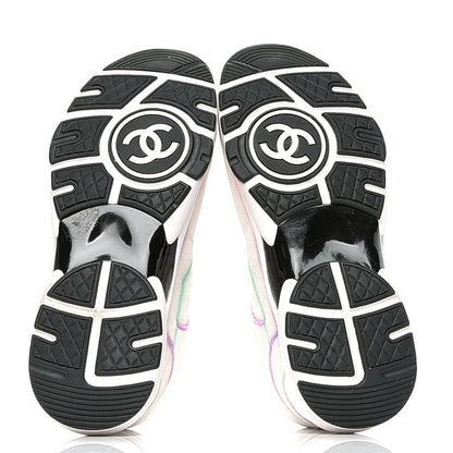 Chanel Wool Suede Calfskin CC Sneakers 38.5 Multicolor 4 of 4