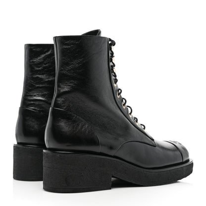 Chanel Calfskin Cap Toe Combat Boots 39 Black 4 of 7