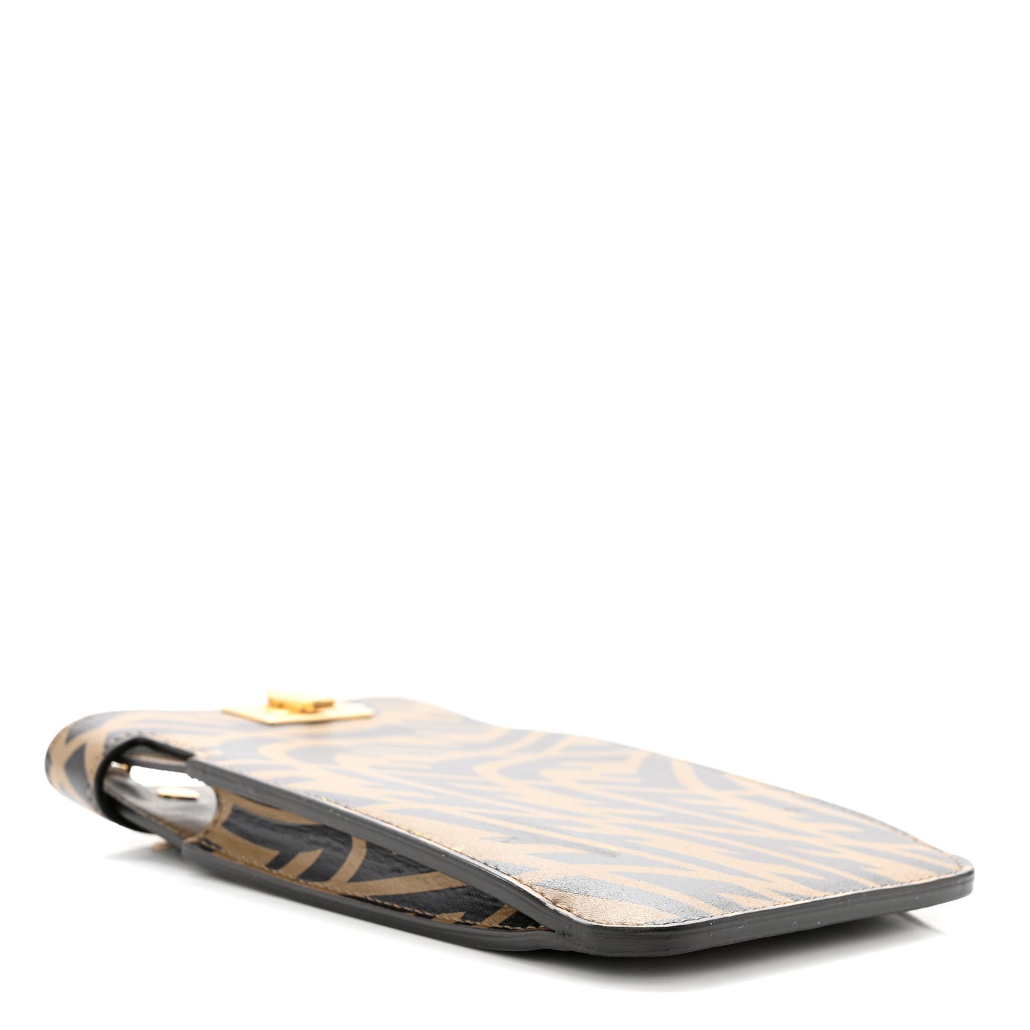 X SARAH COLEMAN Vitello Liberty Shiny Nappa FF Vertigo Peekaboo Phone Pouch Fango Maya Black
