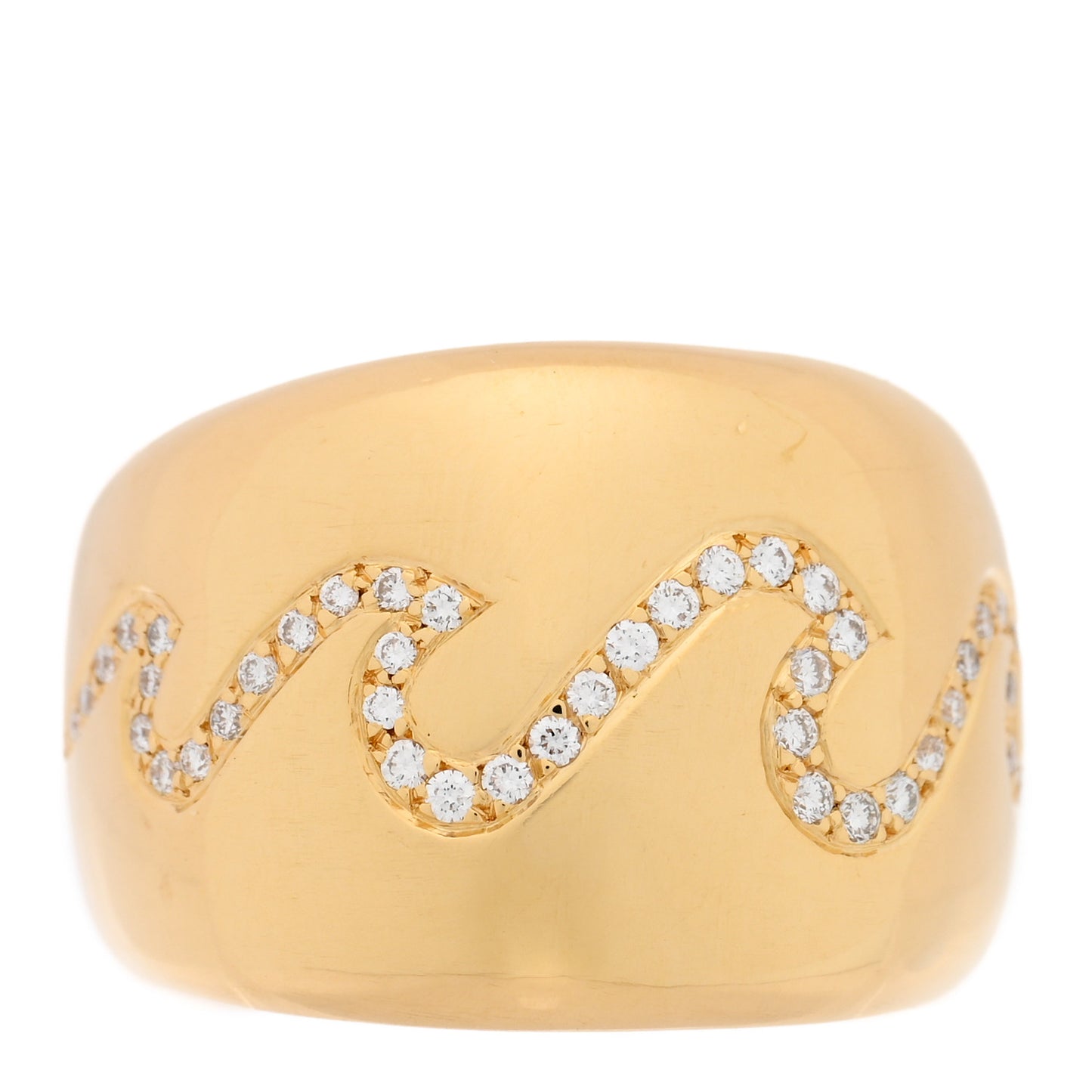 18K Yellow Gold Diamond Wave Ring 52 6