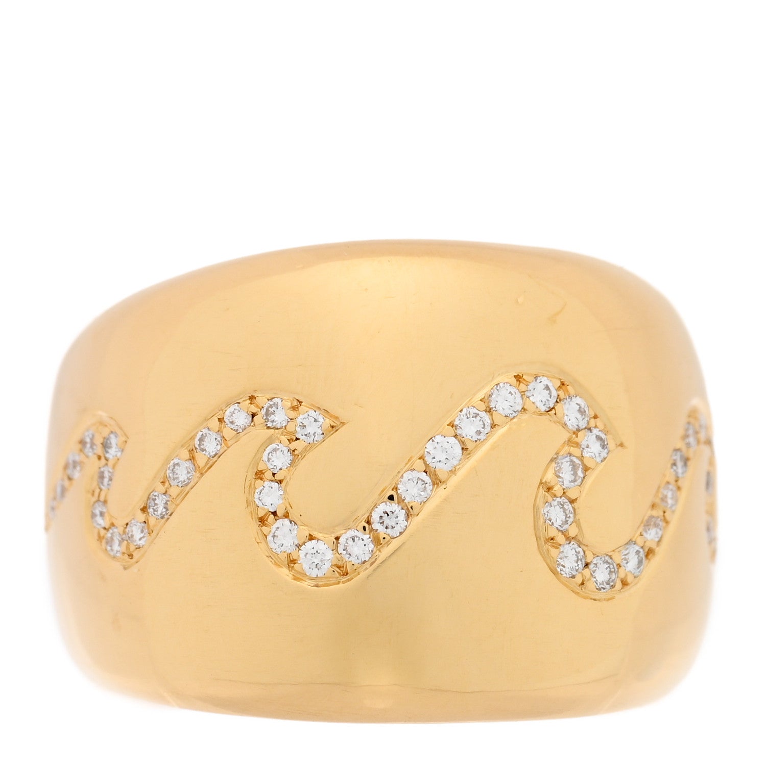 Van Cleef & Arpels 18K Yellow Gold Diamond Wave Ring 52 6 1 of 4