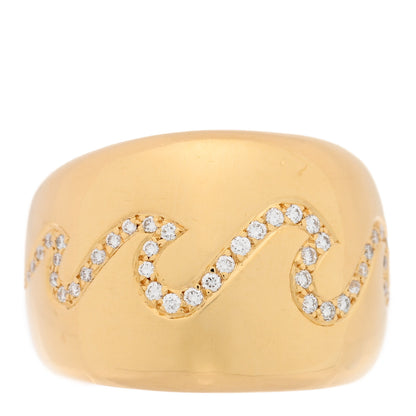 Van Cleef & Arpels 18K Yellow Gold Diamond Wave Ring 52 6 1 of 4