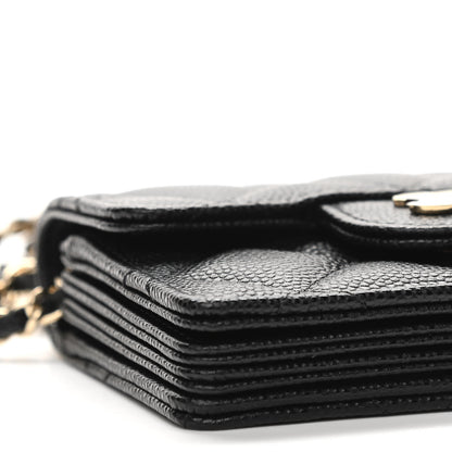 Chanel Caviar Quilted Flap Card Holder On Chain Black 10 of 11